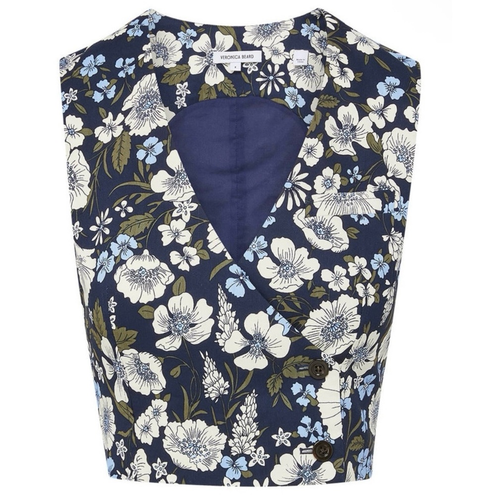 NEW VERONICA BEARD BLUE FLORAL PRINT TOP - Picture 7 of 8